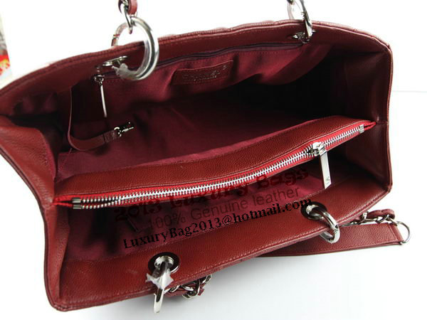 Chanel A50995 Maroon Original Cannage Leather Shoulder Bag Silver Chanel A50995 Maroon Original Cannage Leather Shoulder Bag Silver