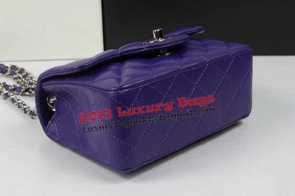 Chanel Classic MINI Flap Bag Violet Original Sheep Leather CF1115 Silver Chanel Classic MINI Flap Bag Violet Original Sheep Leather CF1115 Silver