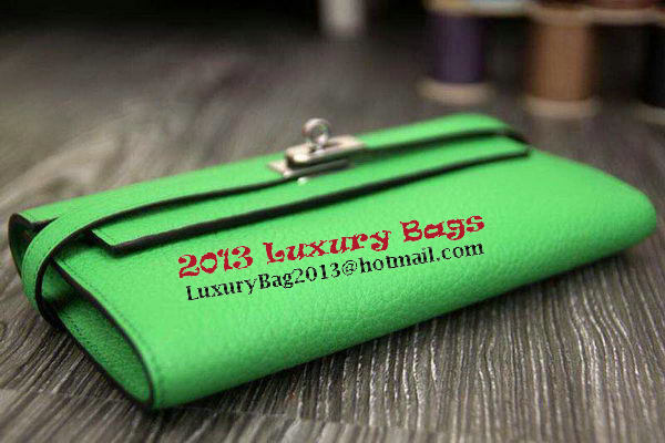 Hermes Kelly Wallet Togo Leather Bi-Fold Purse HA708W Green Hermes Kelly Wallet Togo Leather Bi-Fold Purse HA708W Green