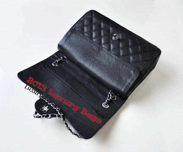 Chanel Jumbo Quilted Classic Flap Bag Black Cannage Patterns A58600 Silver
