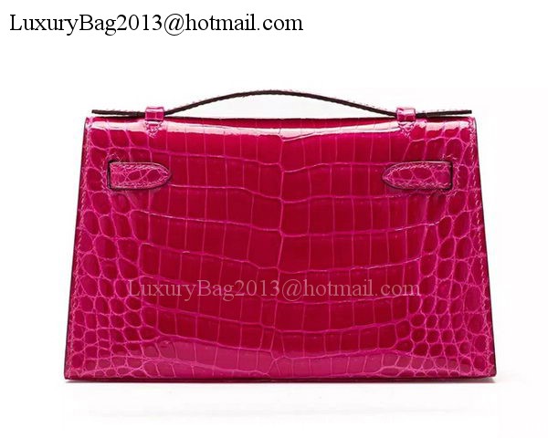 Hermes MINI Kelly 22cm Clutch Croco Leather KL22 Rose Hermes MINI Kelly 22cm Clutch Croco Leather KL22 Rose