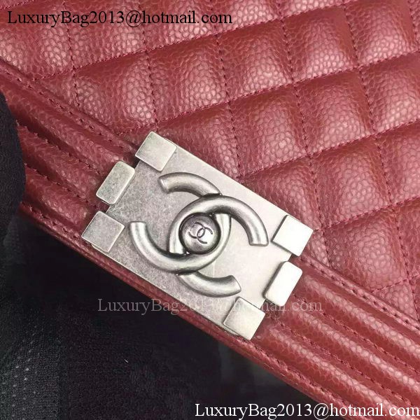 Chanel Boy Flap Shoulder Bag Burgundy Original Calfskin Leather A8708 Silver Chanel Boy Flap Shoulder Bag Burgundy Original Calfskin Leather A8708 Silver