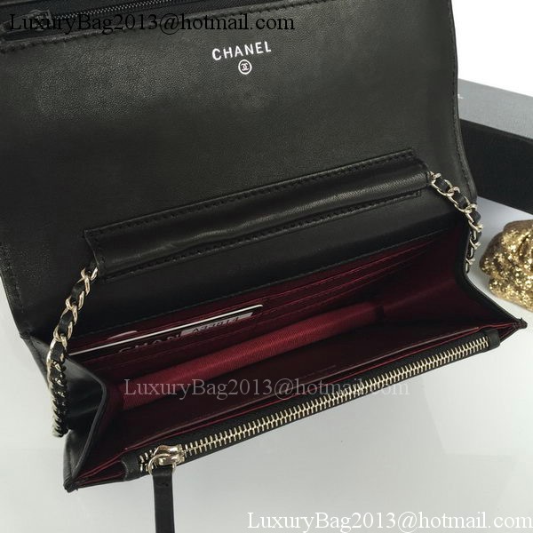 Chanel mini Flap Bag Black Sheepskin Leather A33814S Silver Chanel mini Flap Bag Black Sheepskin Leather A33814S Silver