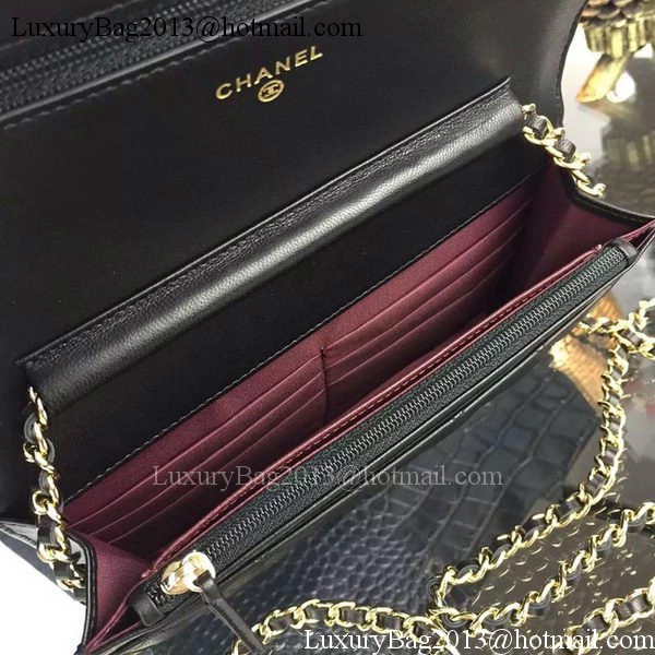 Chanel WOC mini Flap Bag Black Sheepskin A5373 Gold Chanel WOC mini Flap Bag Black Sheepskin A5373 Gold