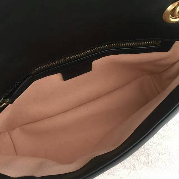 Gucci GG Marmont Sheenskin Shoulder Bag 443497A Black Gucci GG Marmont Sheenskin Shoulder Bag 443497A Black