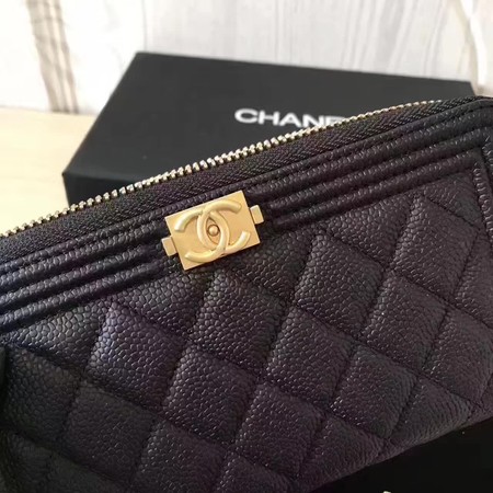 Boy Chanel Zip Around Wallet Cannage Pattern CHA5265 Black Boy Chanel Zip Around Wallet Cannage Pattern CHA5265 Black