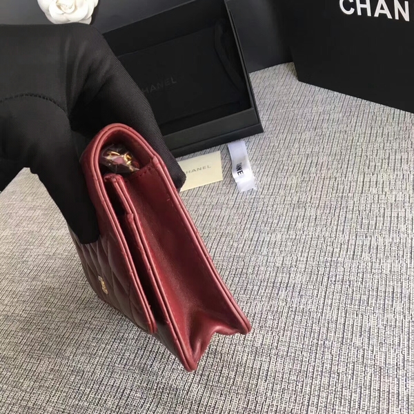 Chanel WOC Flap Bag Dark Red Original Sheepskin Leather 33814 Glod Chanel WOC Flap Bag Dark Red Original Sheepskin Leather 33814 Glod