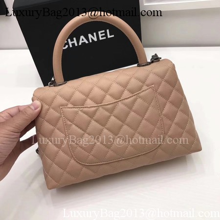 Chanel Classic Top Handle Bag Apricot Original Leather A92991 Silver Chanel Classic Top Handle Bag Apricot Original Leather A92991 Silver