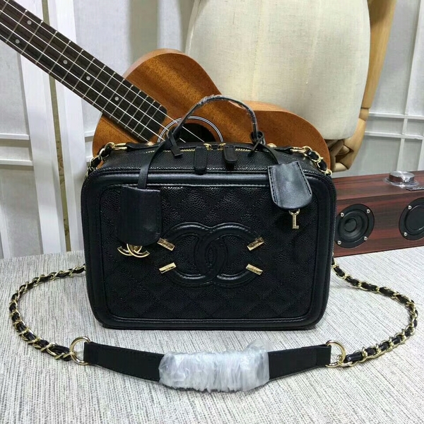 Chanel Calfskin Leather Shoulder Bag 6070 Black Chanel Calfskin Leather Shoulder Bag 6070 Black