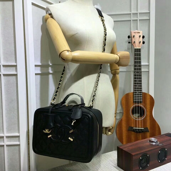 Chanel Calfskin Leather Shoulder Bag 6070 Black Chanel Calfskin Leather Shoulder Bag 6070 Black