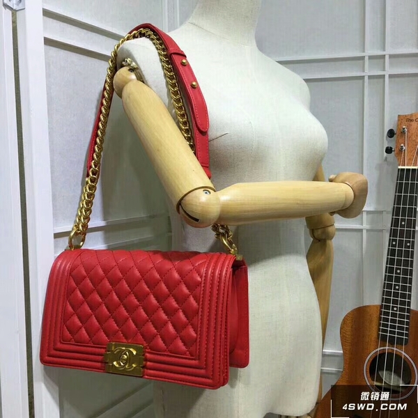 Boy Chanel Flap Shoulder Bag Sheepskin Leather 67086A Red Boy Chanel Flap Shoulder Bag Sheepskin Leather 67086A Red