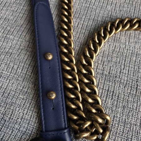 Boy Chanel Flap Shoulder Bag Blue Original Sheepskin Leather A67087 Gold Boy Chanel Flap Shoulder Bag Blue Original Sheepskin Leather A67087 Gold