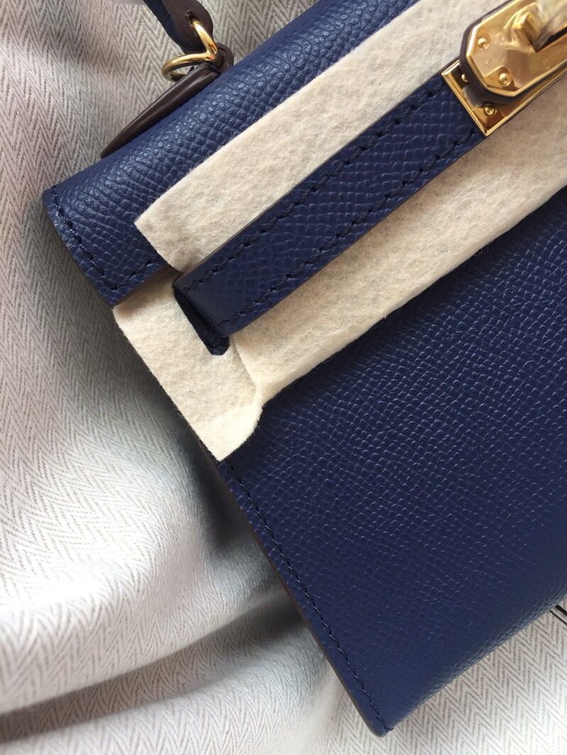 Hermes Kelly 20cm Tote Bag Original Epsom Leather KL20 Blue Hermes Kelly 20cm Tote Bag Original Epsom Leather KL20 Blue