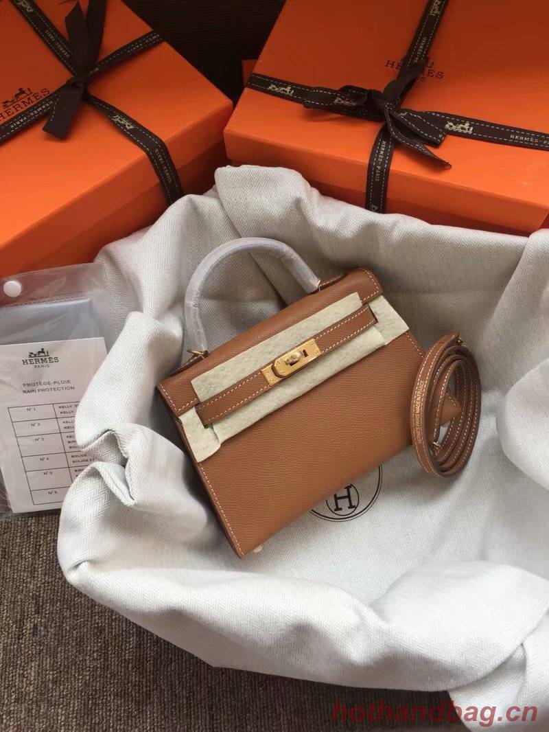 Hermes Kelly 19cm Shoulder Bags Epsom Leather KL19 brown Hermes Kelly 19cm Shoulder Bags Epsom Leather KL19 brown