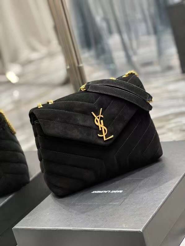Yves Saint Laurent LOULOU MEDIUM BAG IN Y-QUILTED SUEDE Y94699 black Yves Saint Laurent LOULOU MEDIUM BAG IN Y-QUILTED SUEDE Y94699 black