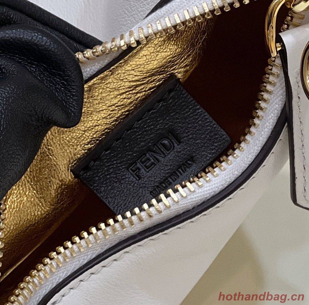 Fendi Praphy Original Leather Big FENDI Logo Mini Bag 80056S White Fendi Praphy Original Leather Big FENDI Logo Mini Bag 80056S White