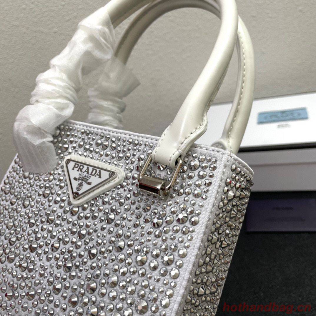 Prada leather small-bag with artificial crystals tote 1BC331 White Prada leather small-bag with artificial crystals tote 1BC331 White