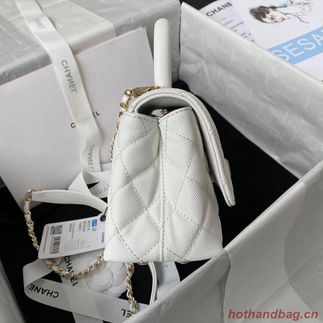 chanel mini flap bag original caviar leather with top handle white AS2215 gold-tone chanel mini flap bag original caviar leather with top handle white AS2215 gold-tone