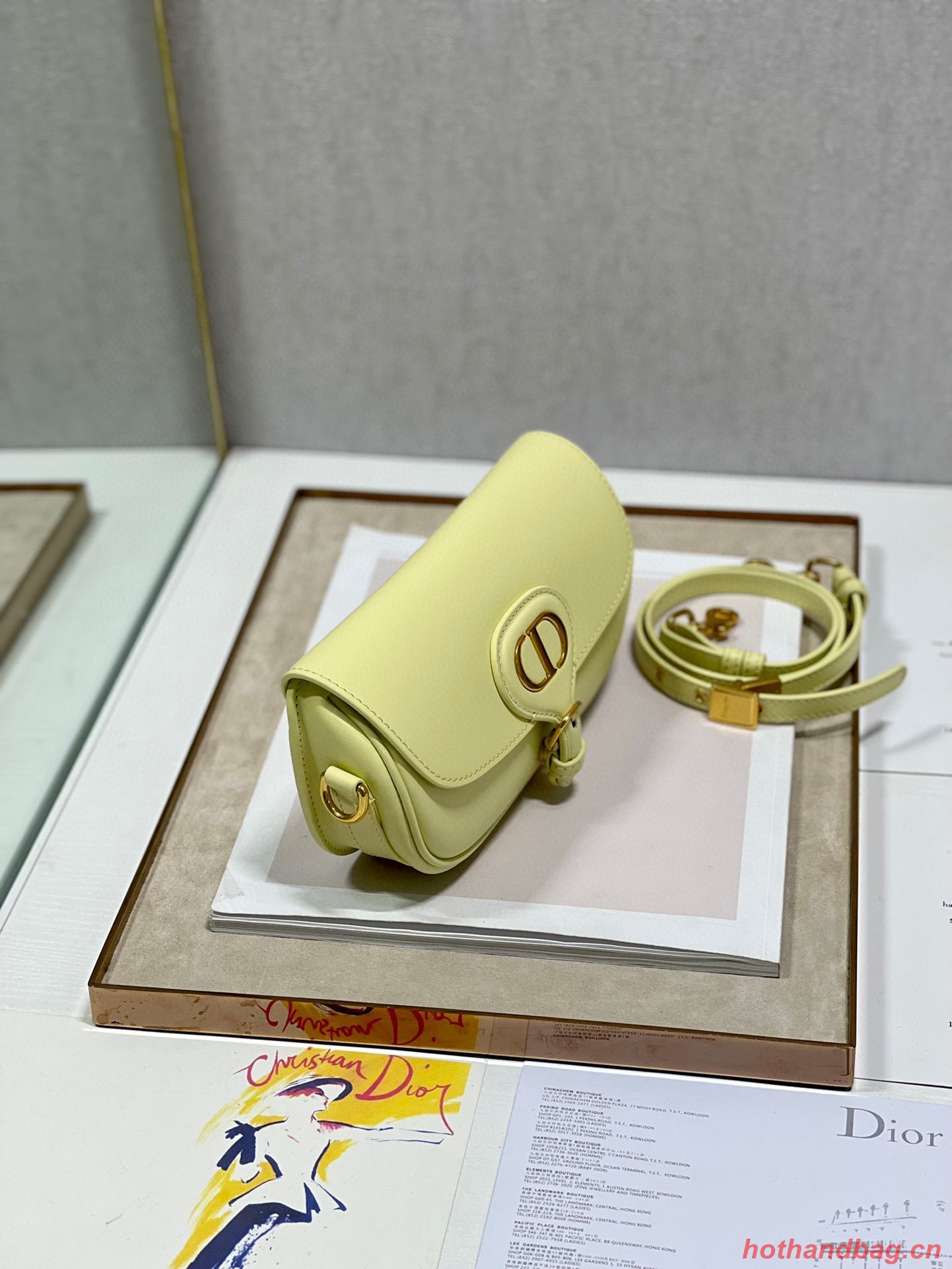 DIOR BOBBY EAST-WEST BAG Box Calfskin M9317S Lemon DIOR BOBBY EAST-WEST BAG Box Calfskin M9317S Lemon