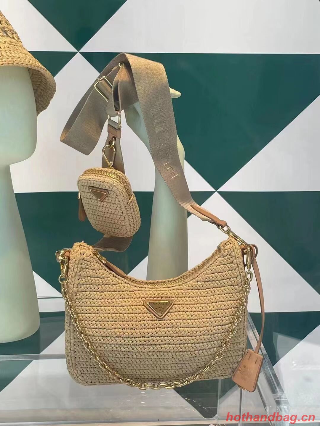 Prada Re-Edition 2005 raffia bag 1BH204 tan Prada Re-Edition 2005 raffia bag 1BH204 tan