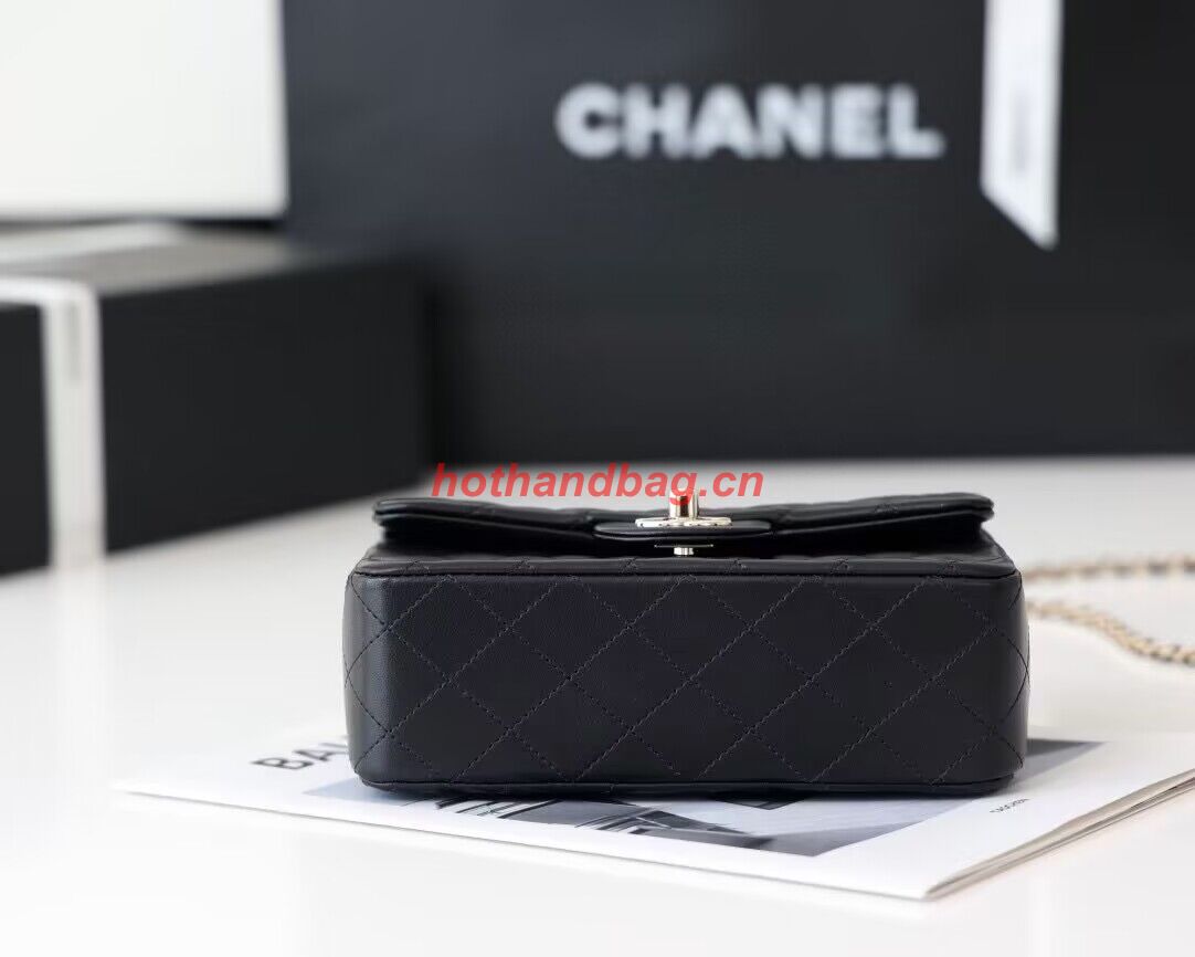 CHANEL mini flap bag with top handle AS2431 Black&Silver-Tone CHANEL mini flap bag with top handle AS2431 Black&Silver-Tone