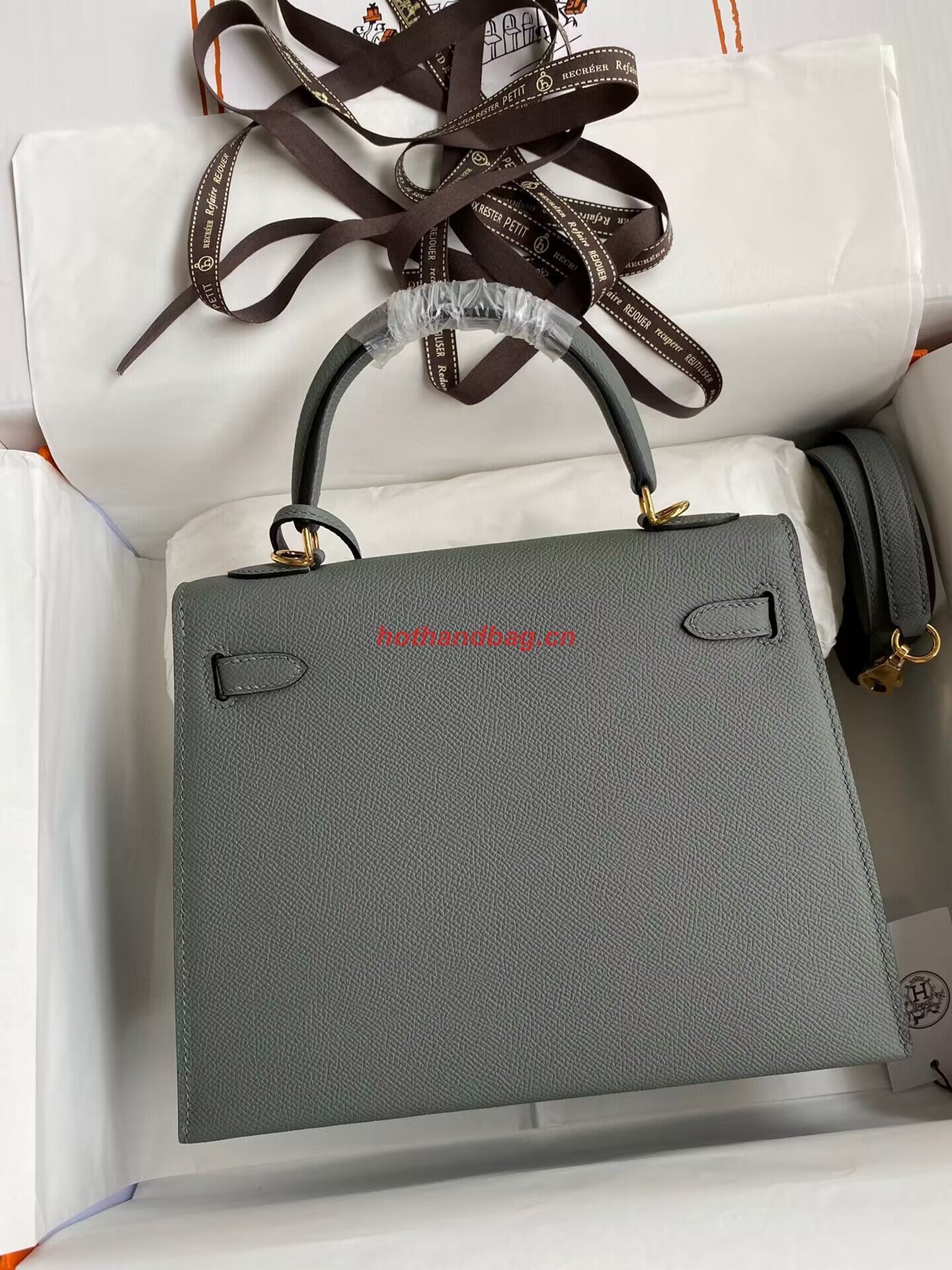 Hermes Kelly 25cm Shoulder Bags Original Epsom Leather KL2755 Vert amande Green&gold Hermes Kelly 25cm Shoulder Bags Original Epsom Leather KL2755 Vert amande Green&gold