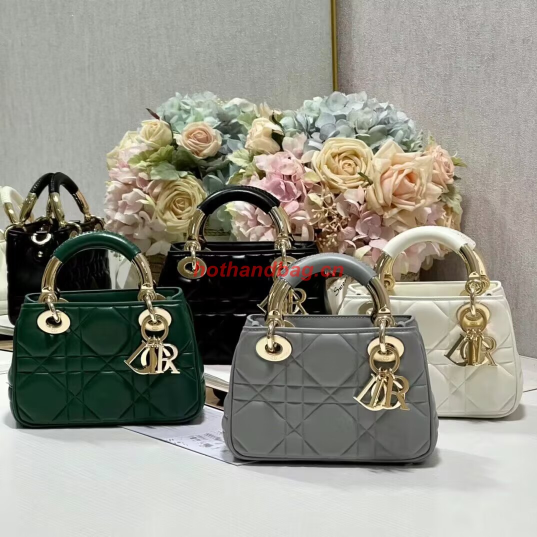 LADY DIOR TOP HANDLE SMALL BAG Cannage Lambskin C0620 gray LADY DIOR TOP HANDLE SMALL BAG Cannage Lambskin C0620 gray