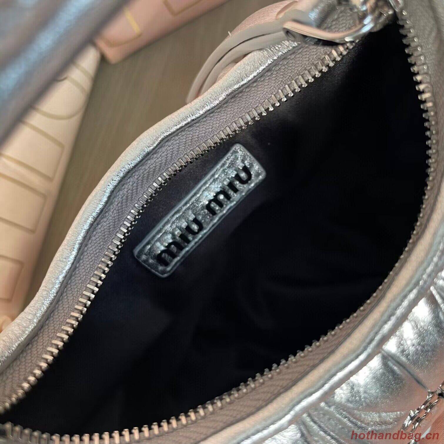 Miu Miu Wander Matelasse Original Sheepskin Mini Bag 5BP078 Silver Miu Miu Wander Matelasse Original Sheepskin Mini Bag 5BP078 Silver