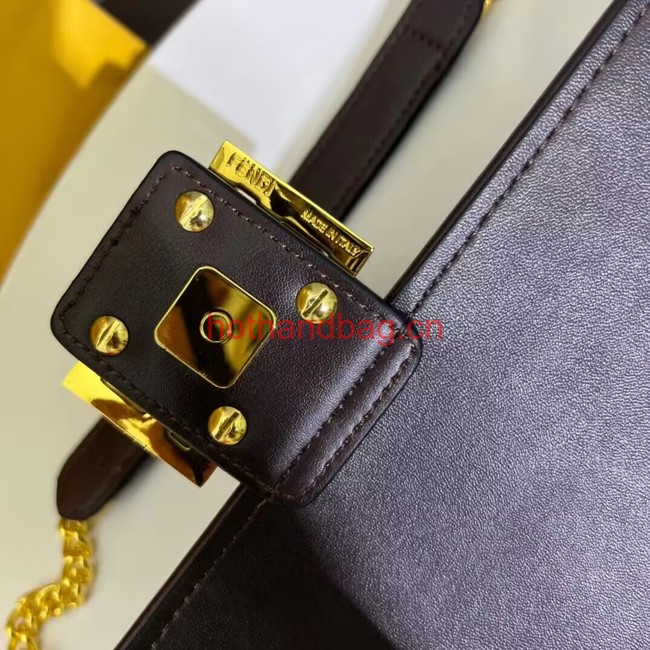 Fendi Brown FF jacquard fabric and leather bag F1531 Fendi Brown FF jacquard fabric and leather bag F1531
