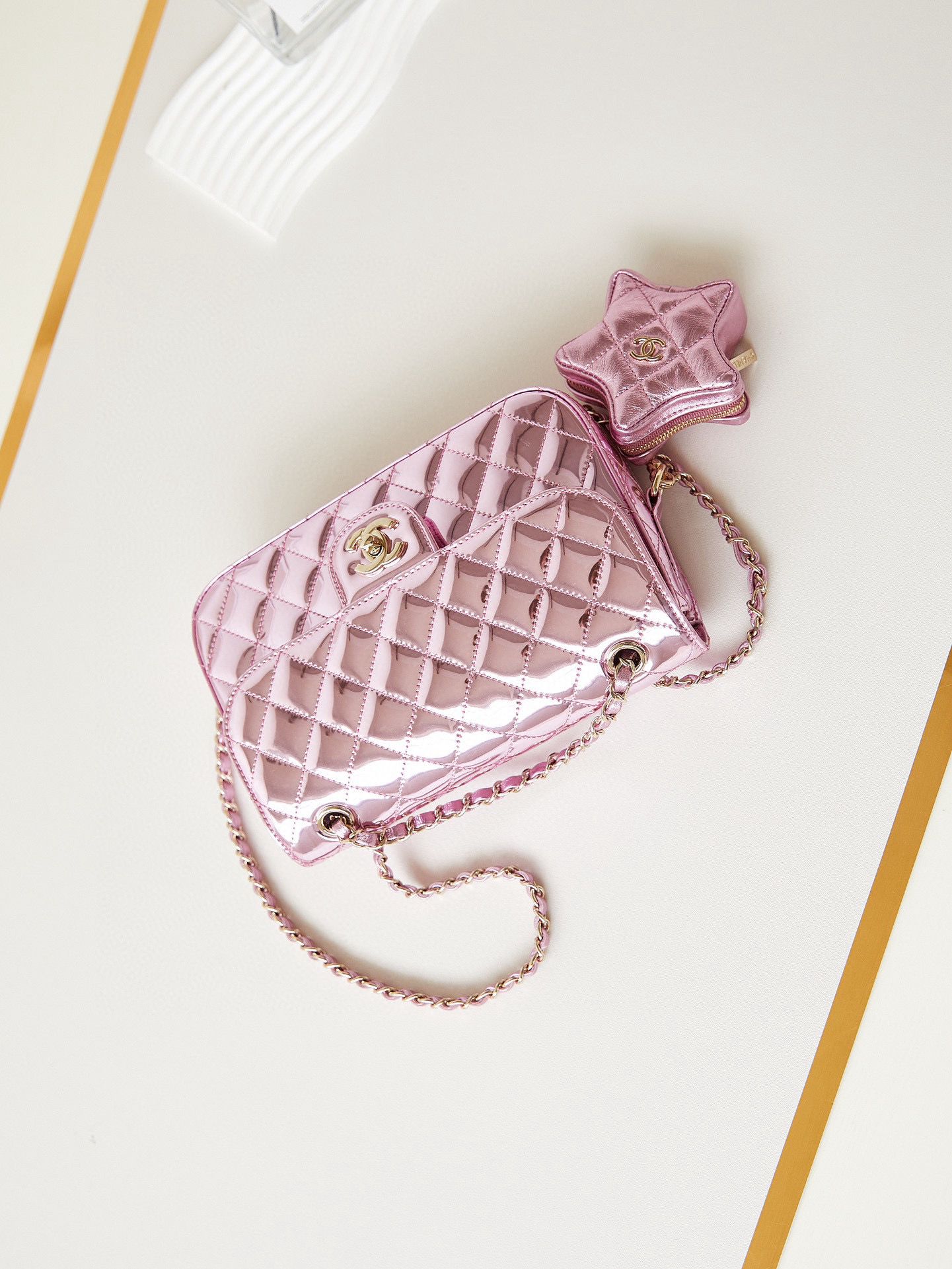 Chanel 24C Original Leather Flap Bag & Star Coin Bag AS4648 Pink Chanel 24C Original Leather Flap Bag & Star Coin Bag AS4648 Pink