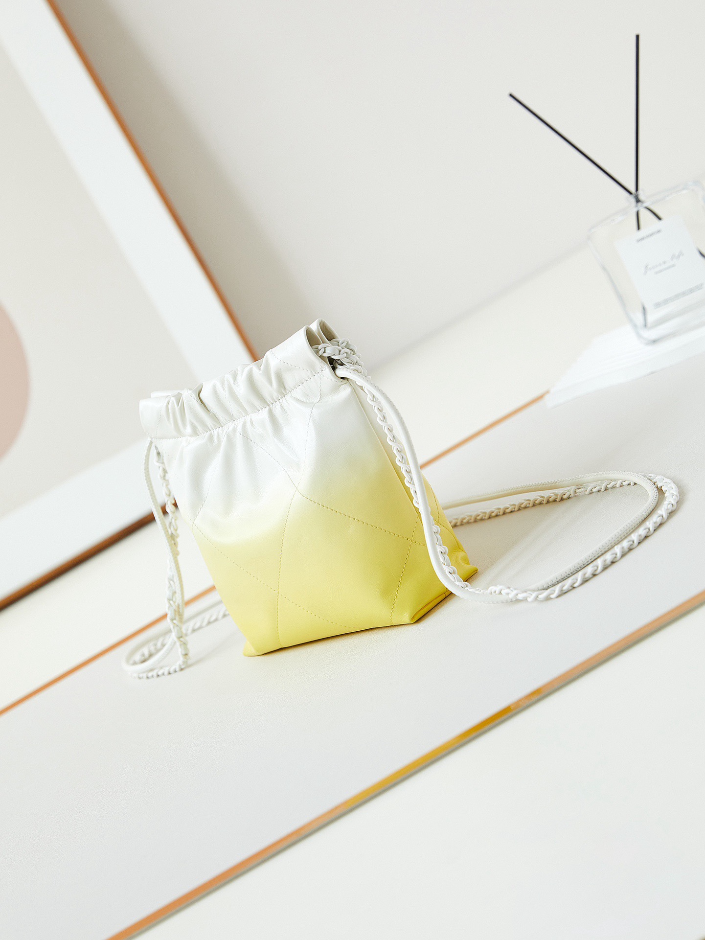 CHANEL 22 MINI HANDBAG AS3980 White & Light yellow CHANEL 22 MINI HANDBAG AS3980 White & Light yellow