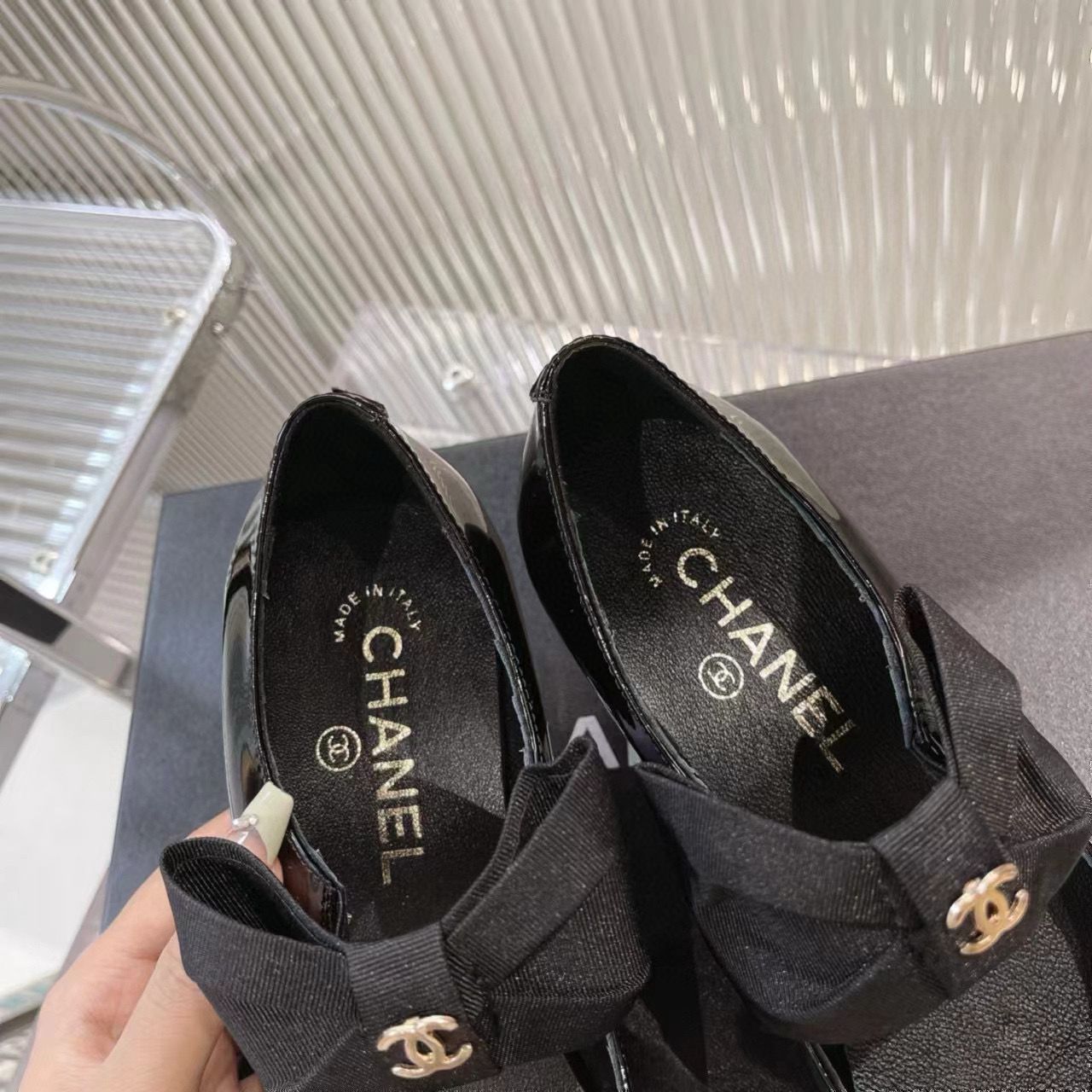 Chanel 24C Bow Mary Jane Shoes Original Patent Calf Leather 55MM Heels C85923 Black Chanel 24C Bow Mary Jane Shoes Original Patent Calf Leather 55MM Heels C85923 Black