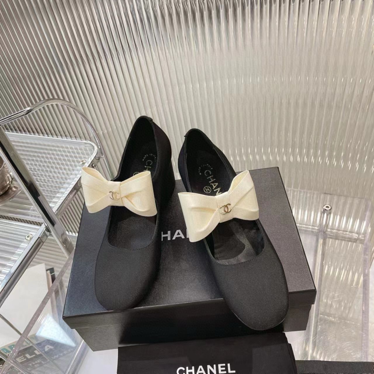 Chanel 24C Bow Mary Jane Shoes Original Calf Leather 55MM Heels C85923 Black Chanel 24C Bow Mary Jane Shoes Original Calf Leather 55MM Heels C85923 Black