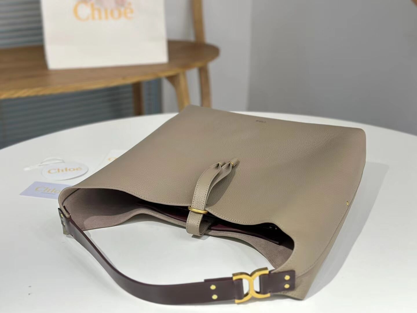 CHLOE leather shoulder bag CL224765 gray CHLOE leather shoulder bag CL224765 gray