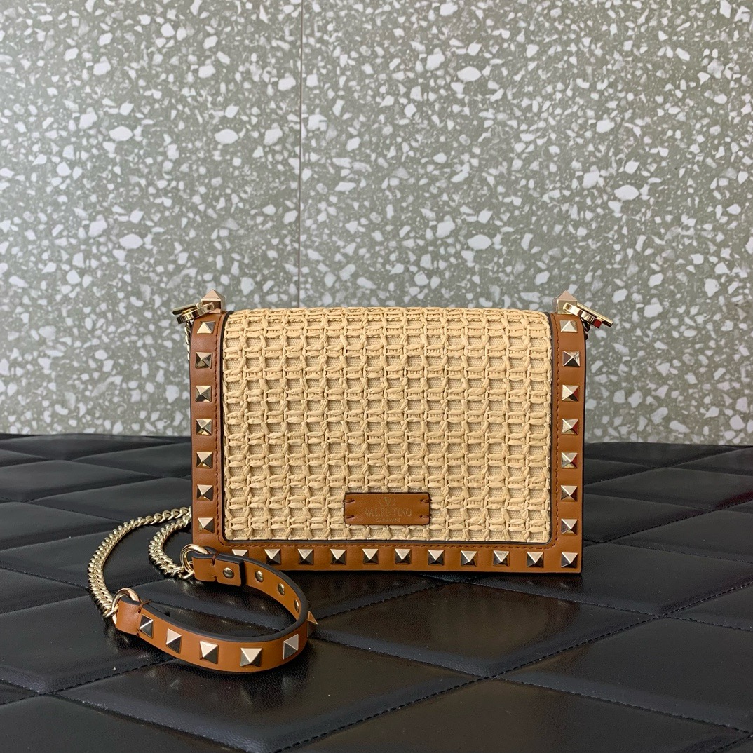 VALENTINO VLOGO SIGNATURE RAFFIA Mini Shoulder Bag 0571 brown VALENTINO VLOGO SIGNATURE RAFFIA Mini Shoulder Bag 0571 brown