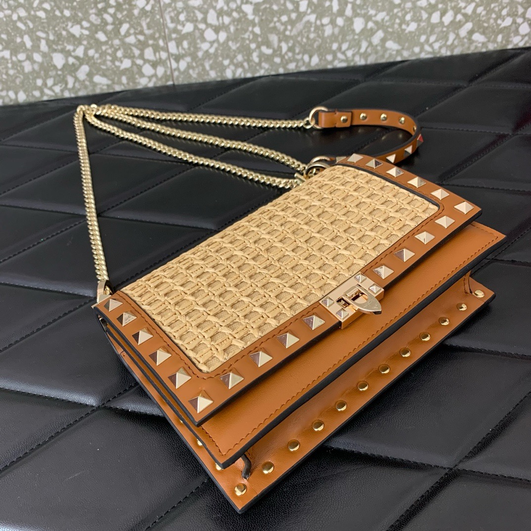 VALENTINO VLOGO SIGNATURE RAFFIA Mini Shoulder Bag 0571 brown VALENTINO VLOGO SIGNATURE RAFFIA Mini Shoulder Bag 0571 brown