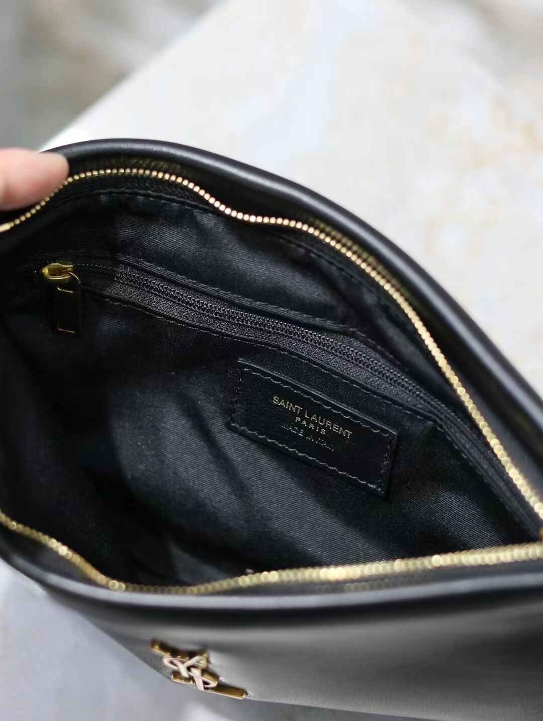 SAINT LAURENT CALYPSO SMALL POUCH IN LAMBSKIN 765025 black SAINT LAURENT CALYPSO SMALL POUCH IN LAMBSKIN 765025 black