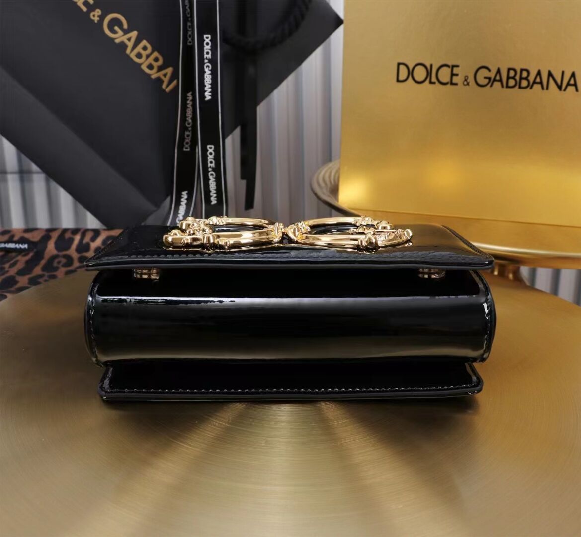 Dolce & Gabbana Patent leather Shoulder Bag G6504 black Dolce & Gabbana Patent leather Shoulder Bag G6504 black