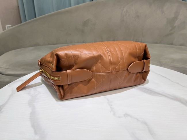 Dior Medium D-Journey Bag in Shiny Goatskin Flat Macrocannage M2417UCUQ tan