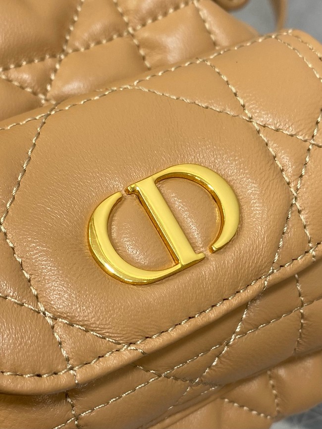 Dior Caro Nano Bucket Bag Macrocannage Lambskin S5250 Light Gold-Tone