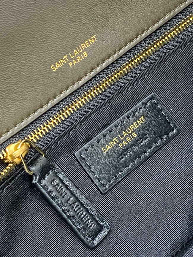 Saint Laurent CALYPSO small in plunged lambskin 734153 STRONG MOSS