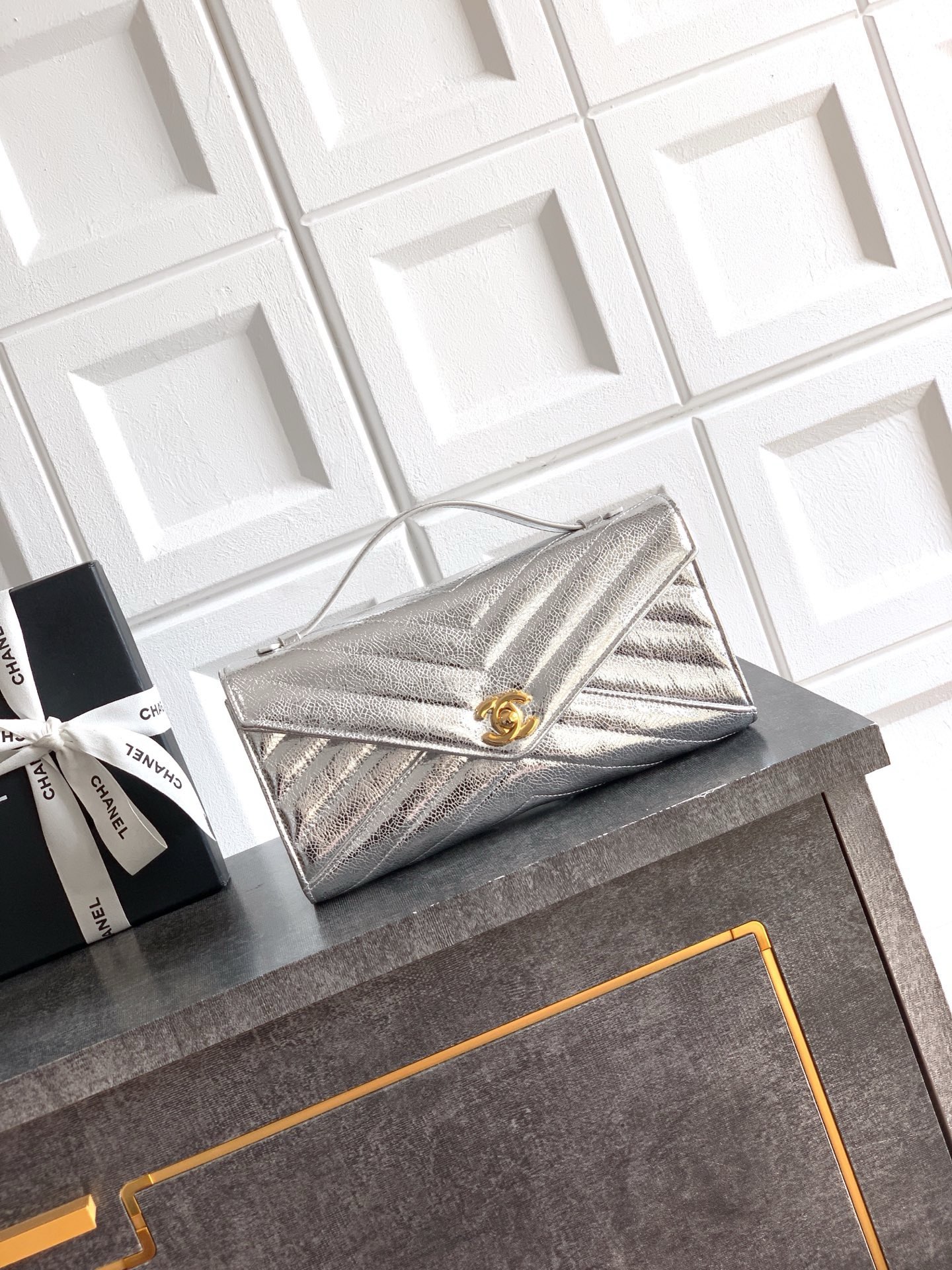 Chanel Original Leather 26X C6044 Silver