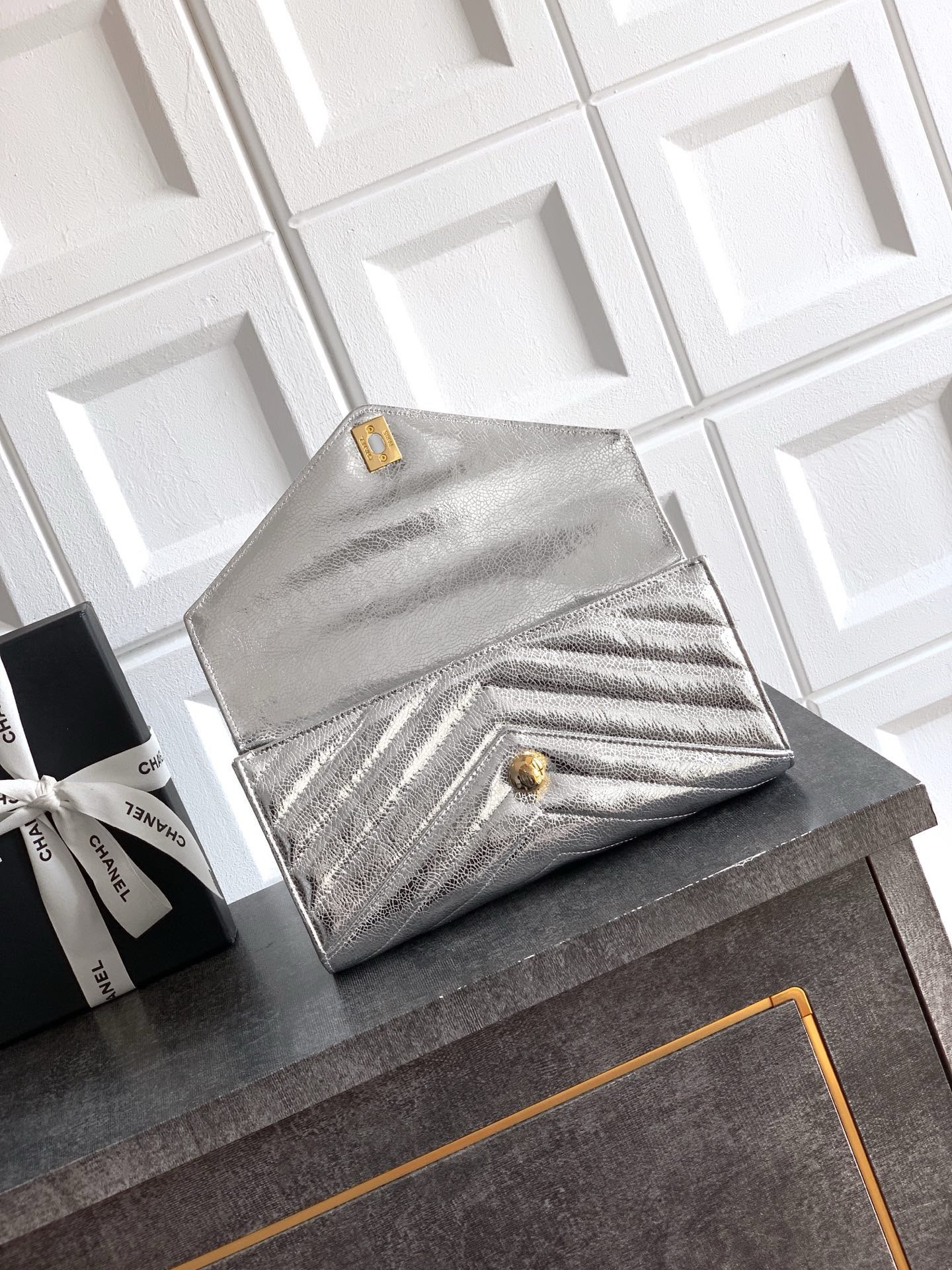Chanel Original Leather 26X C6044 Silver