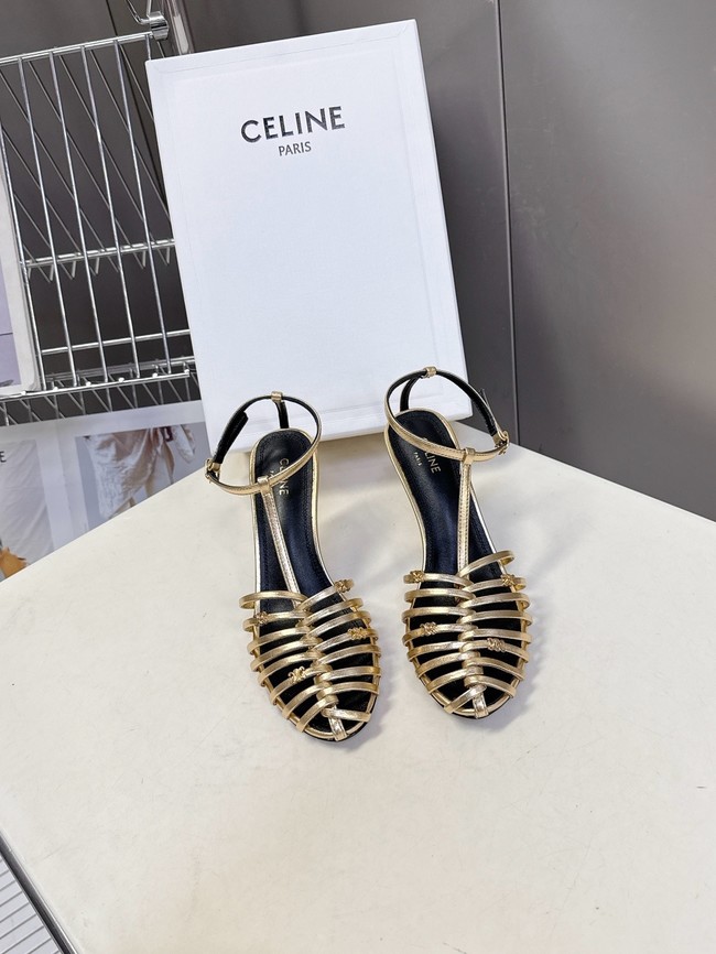 CELINE CAGE STRAPPY SANDAL IN LAMINATED LAMBSKIN 36657-1