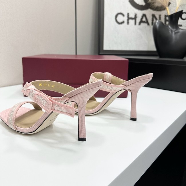 Dior Heeled Sandal with JAdior Straps Embroidered Cotton KCO538NV-1