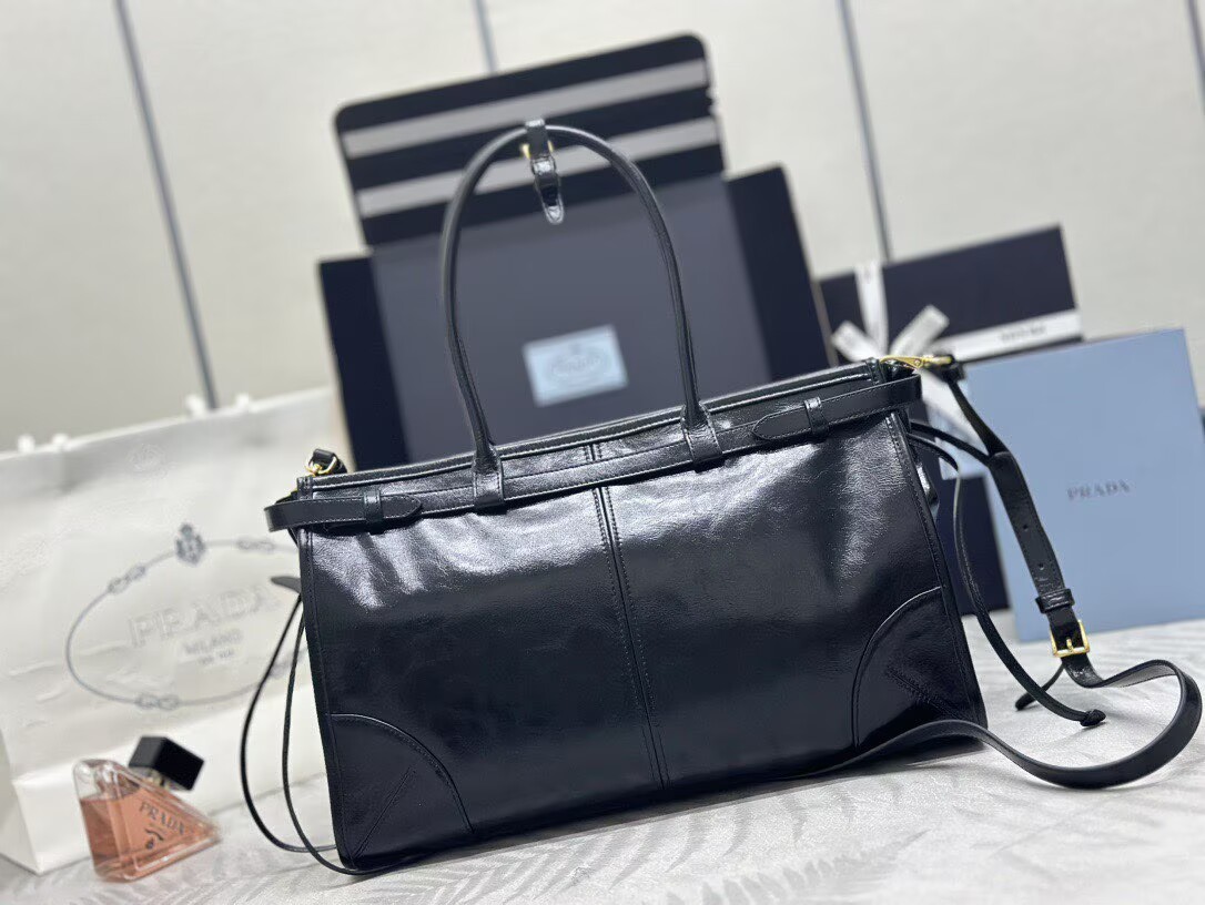 Prada Bonnie Leather Tote Bag 1BA433 Black Prada Bonnie Leather Tote Bag 1BA433 Black