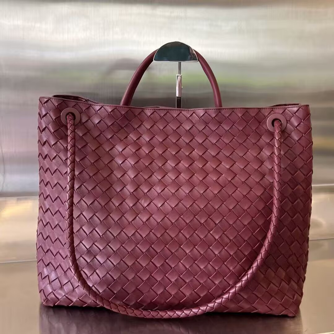 Bottega Veneta Andiamo Pepites Original Leather Large Bag 743575 Wine