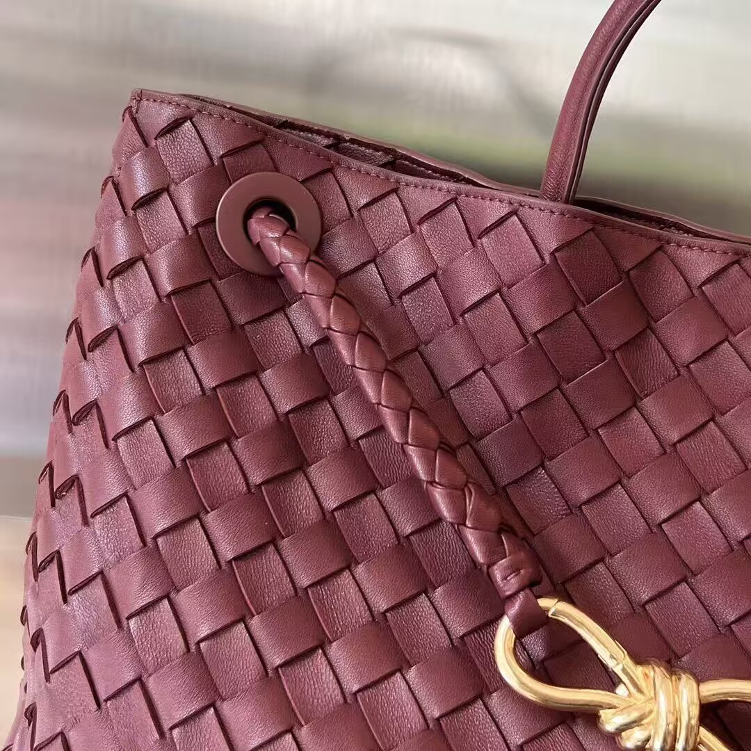 Bottega Veneta Andiamo Pepites Original Leather Large Bag 743575 Wine