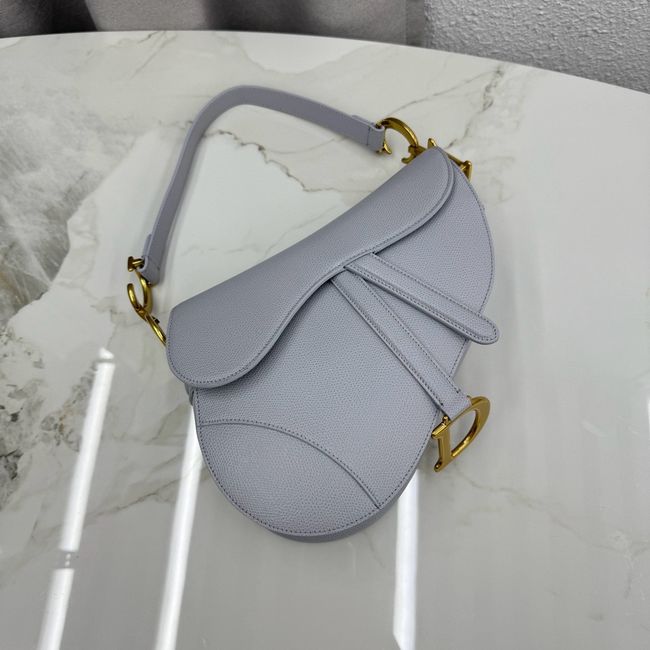 Dior Saddle Bag with Strap Saddle Grained Calfskin M0455CBAA ice blue