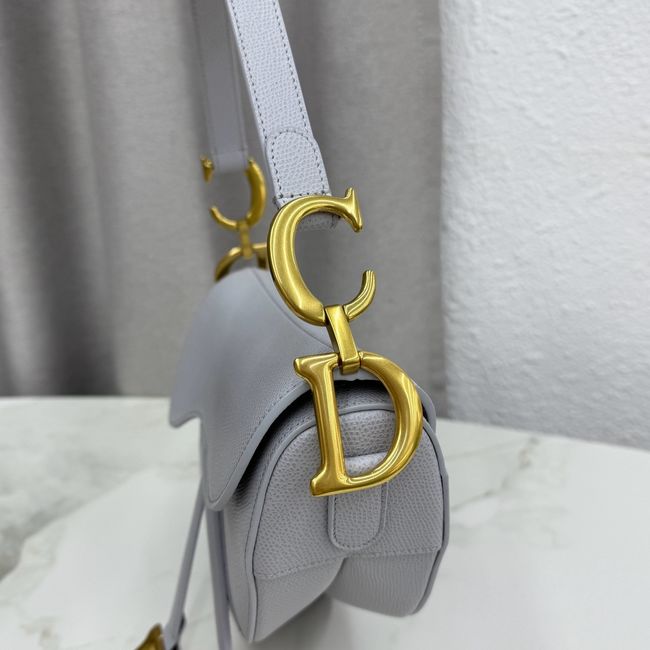 Dior Saddle Bag with Strap Saddle Grained Calfskin M0455CBAA ice blue